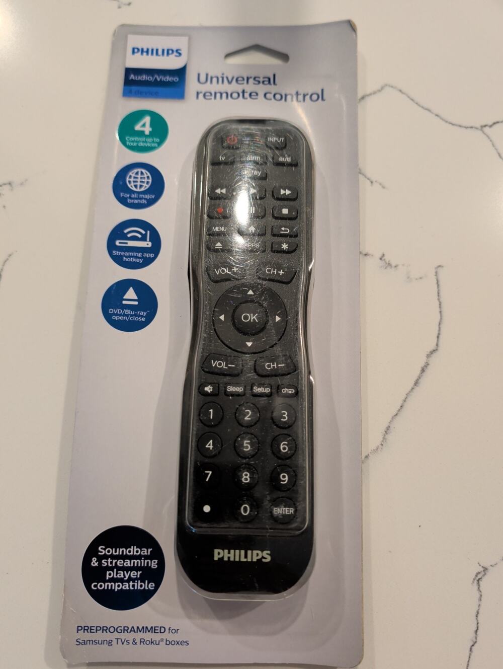 Philips SRP9232D/27 3-Device Universal Remote Control for TV Soundbar Streaming